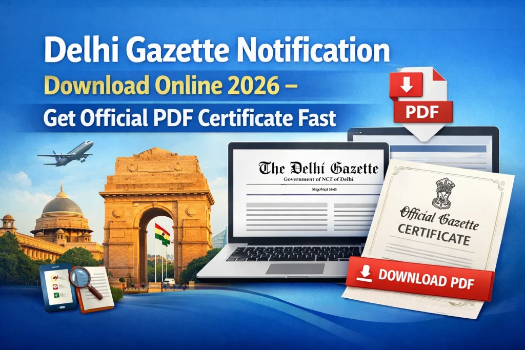 Delhi Gazette Notification Download Online 2026 – Get Official PDF Certificate Fast