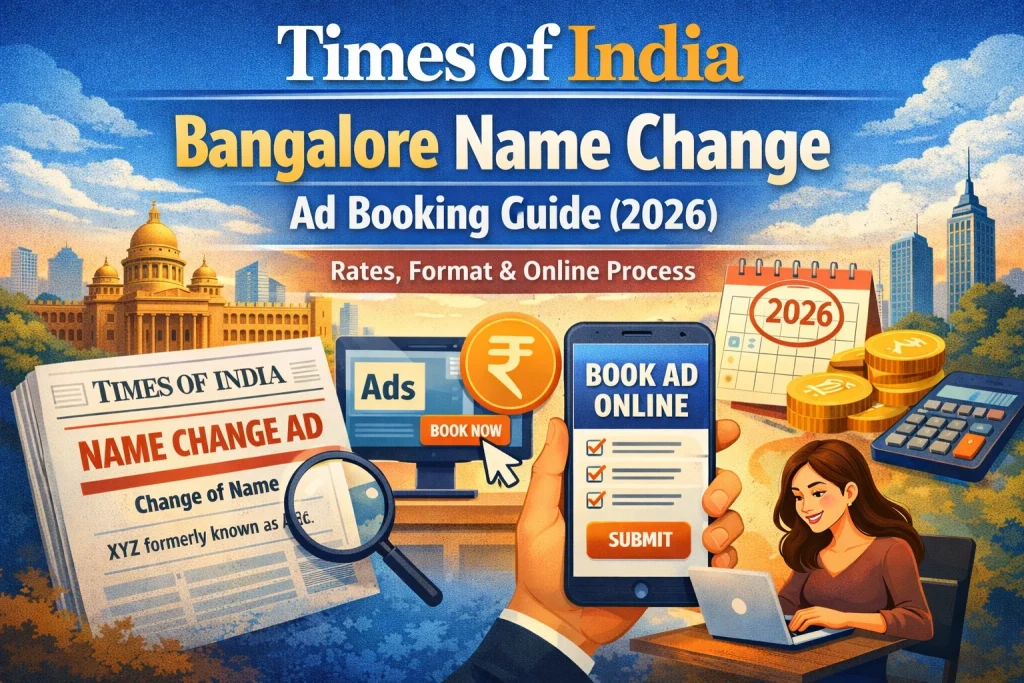Times of India Bangalore Name Change Ad Booking Guide (2026) – Rates, Format & Online Process