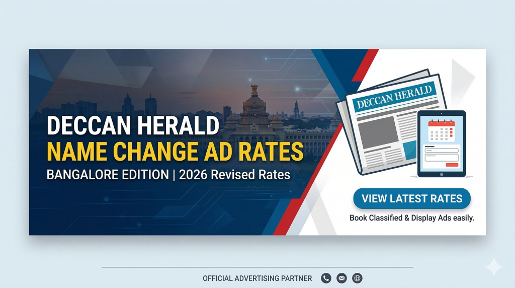 Deccan Herald Name Change Ad Rates Bangalore 2026