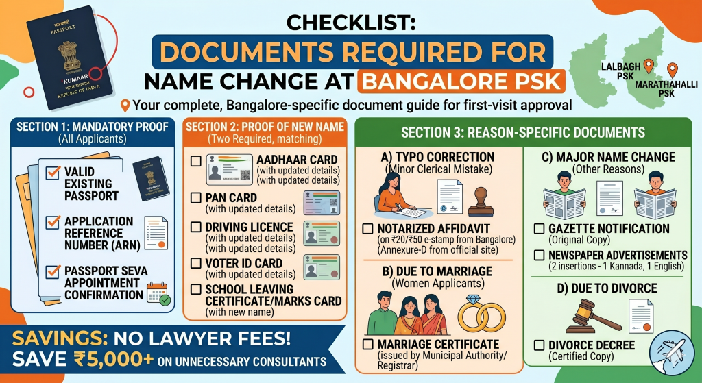 Checklist: Documents Required for Name Change at Bangalore PSK