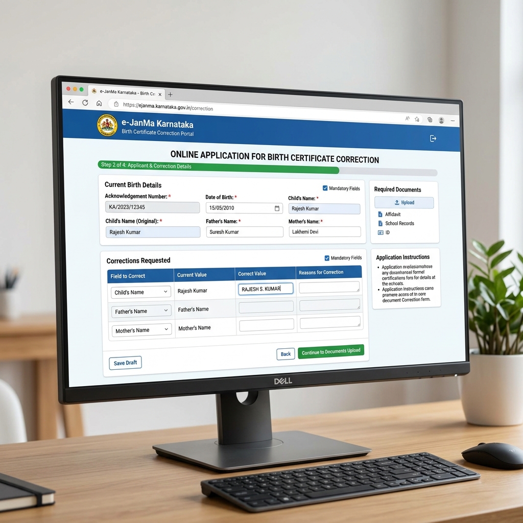 Birth Certificate Correction in Karnataka: Online Form, Procedure, and Requirements (2026 Guide):