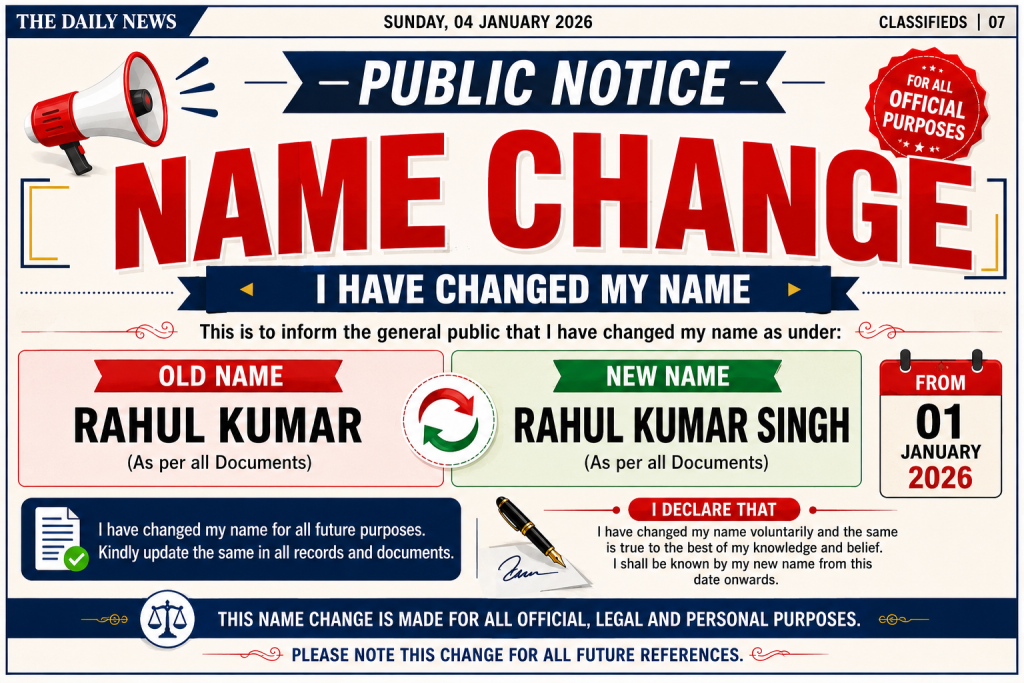 Name Change Advertisement in Newspaper 2026 Guide