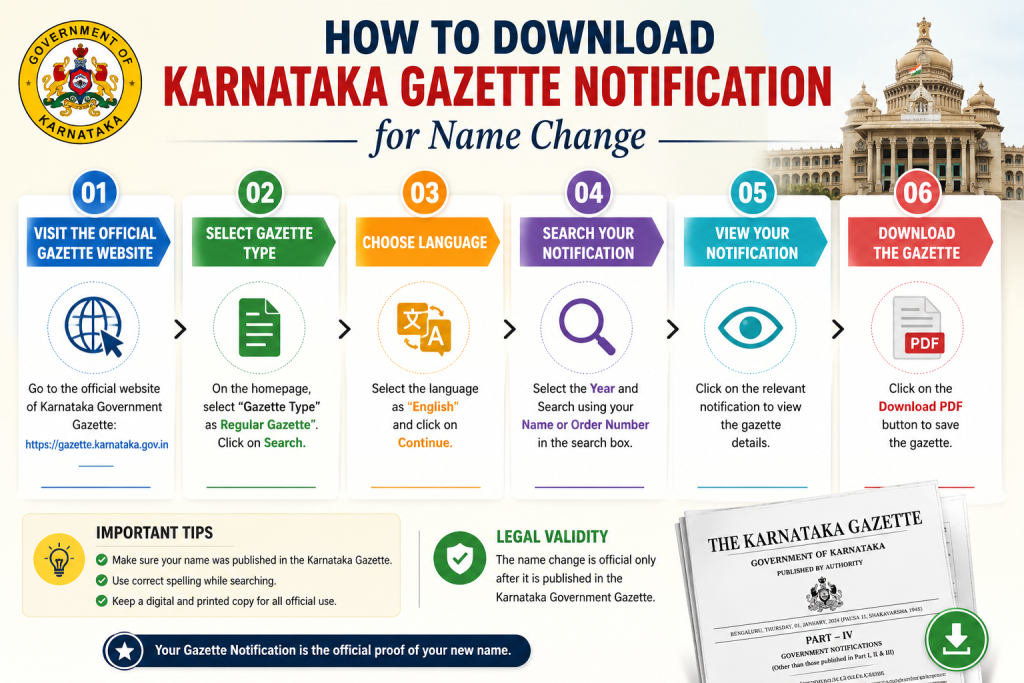 Download Karnataka Gazette Notification for Name Change
