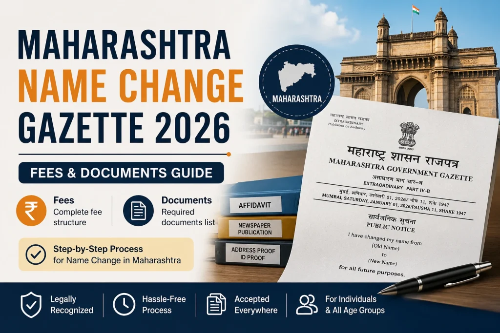 Maharashtra Name Change Gazette 2026 | Fees & Documents Guide