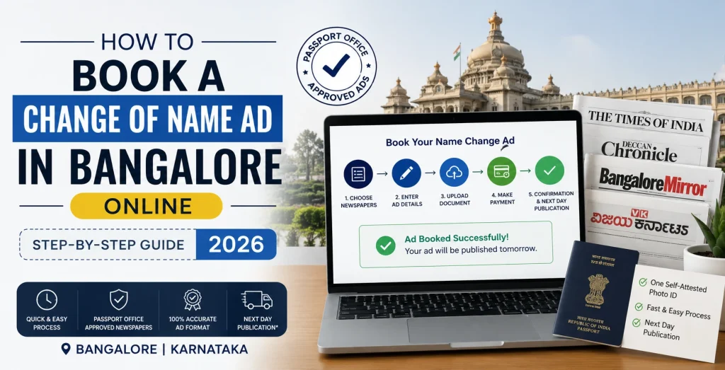 How to Book a Change of Name Ad in Bangalore Online | Step-by-Step 2026