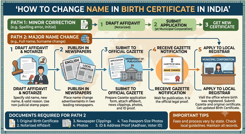 How to Change Name in Birth Certificate in India