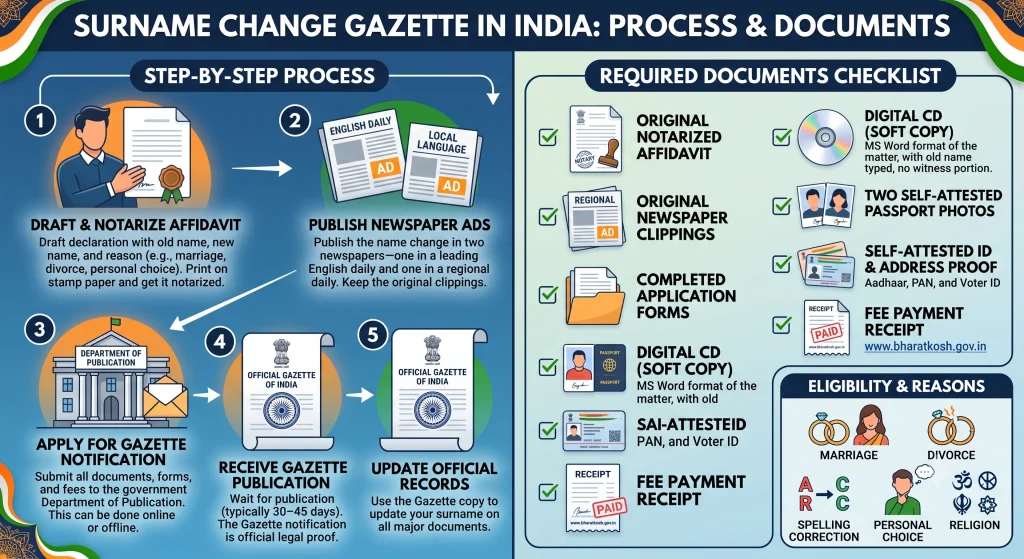 Surname Change Gazette in India: Process & Documents