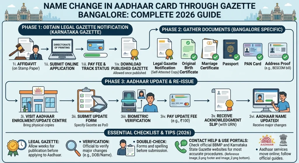 Names Change in Aadhaar Through Gazette Bangalore: Process 2026