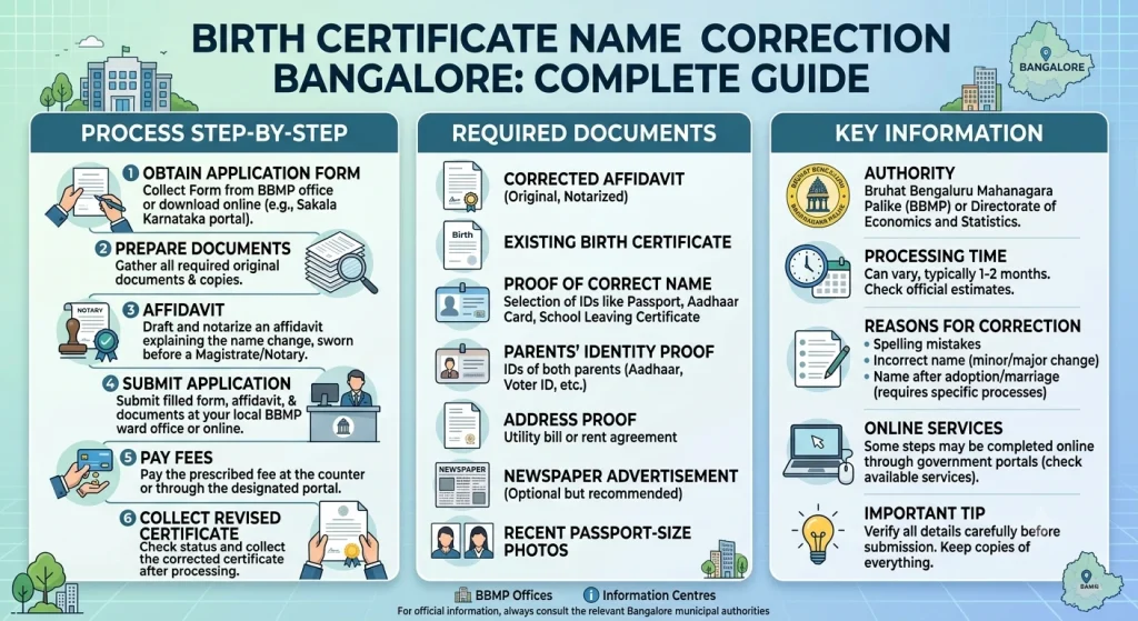 Birth Certificate Name Correction Bangalore: Process & Docs