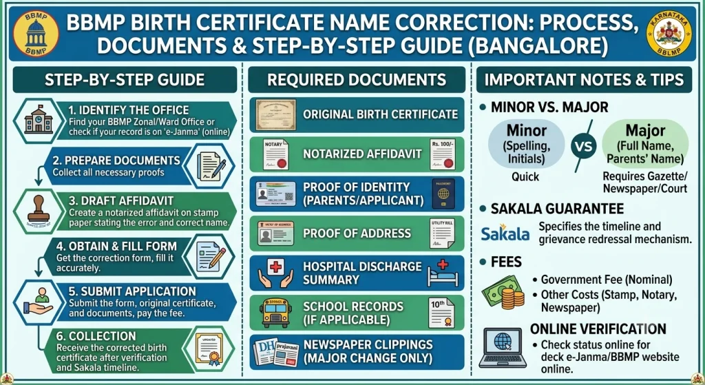 Birth Certificate Correction BBMP Bangalore: Process & Docs