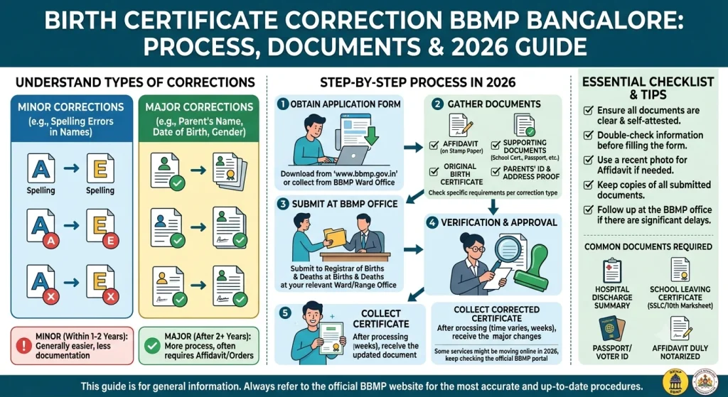 Birth Certificate Corrections BBMP Bangalore: Process 2026