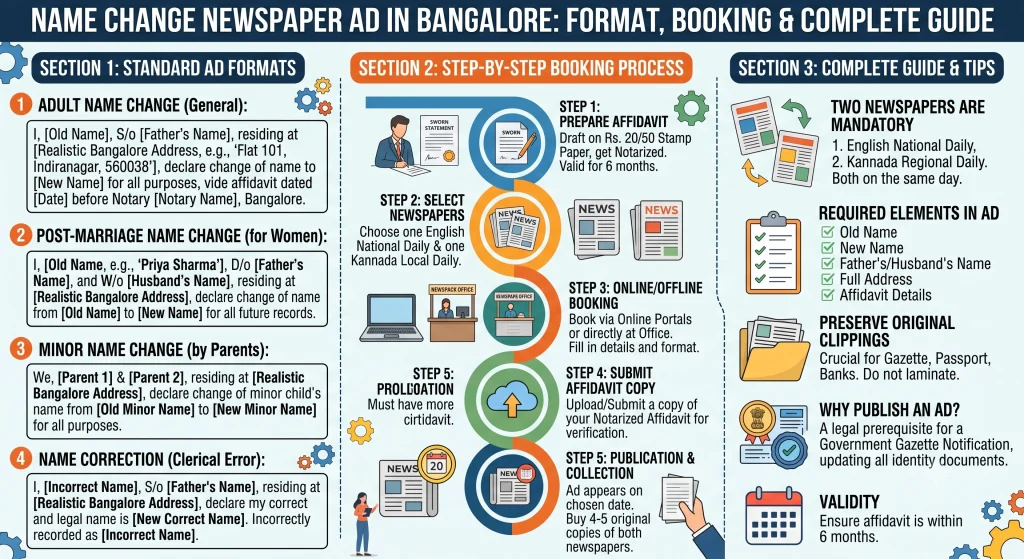 Name Change Newspaper Ad Bangalore: Format & Booking 2026