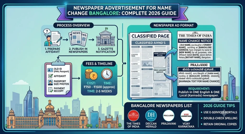 Newspaper Advertisement for Names Changes Bangalore 2026