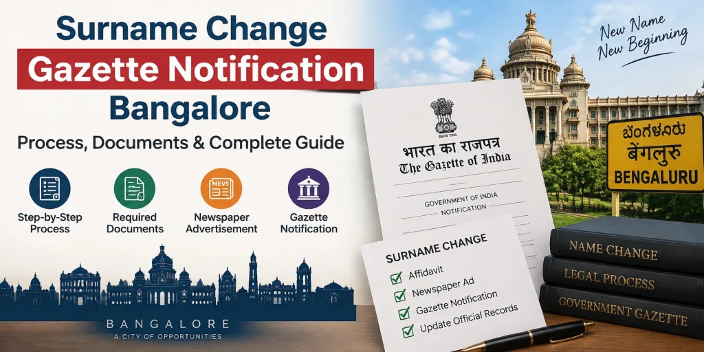Surname Change Gazette Notification Bangalore: Process & Documents